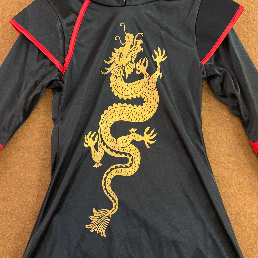 Amscan Child Medium 8-10 Black Dragon Ninja 2-Piece Halloween Costume Set New - Picture 6 of 10